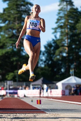 260708 Maja Askag Raby-Rekarne FIF deltar i damernas längdhopp under friidrottstävlingen Folksam Grand Prix den 8 juli 2026 i Karlstad. *** July 8, 2026: Maja Askag Raby Rekarne of FIF will compete in the women’s long jump at the Folksam Grand Prix track and field meet on July 8, 2026, in Karlstad  Copyright: FREDRIKxKARLSSON BB260708FK076
