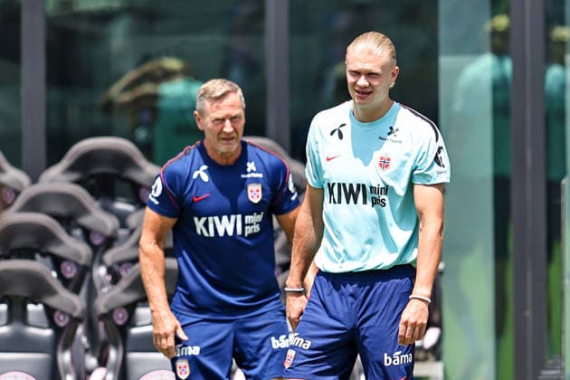 FT LAUDERDALE, FL - JULY 08: Erling Haaland 9 of Norway attends a training session in preparation for a FIFA World Cup, WM, Weltmeisterschaft, Fussball 26 Quarter-Final game between Norway and England on July 8, 2026 at at the Inter Miami CF Stadium, Fort Lauderdale, Florida.(Photo by Chris Arjoon) SOCCER: JUL 08 FIFA World Cup 26 - Norway Training EDITORIAL USE ONLY Icon26070800000005