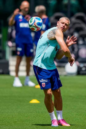 Fotball-VM 2026 Fort Lauderdale, Florida , USA 20260708. Norges Julian Ryerson under en trening med Norges herrelandslag i fotball pa Inter Miami CF Stadium. Foto: Fredrik Varfjell NTB Fort Lauderdale, Florida USA EDITORIAL USE ONLY. RESTRICTED USE FOR BETTING COMPANIES Ref:_SPO8sJekibGNCw.jpg *** 2026 World Cup in Fort Lauderdale, Florida, USA 20260708 Norway s Julian Ryerson during a training session with the Norwegian men s national soccer team at Inter Miami CF Stadium. Photo: Fredrik Varfjell, NTB. Fort Lauderdale, Florida, USA. EDITORIAL USE ONLY. RESTRICTED USE FOR BETTING COMPANIES.  Copyright: xFredrikxVarfjellx xNTBx