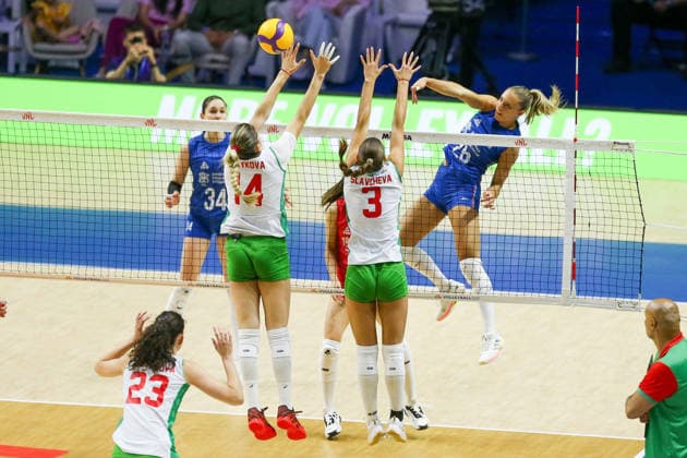 Serbia v Bulgaria - Women s Volleyball Nations League BELGRADE, SERBIA - JULY 8: M. Kirov (26) of Serbia in action against B. Saykova (14) of Bulgaria during the 2026 FIVB Volleyball Women s Nations League match between the Serbia and Bulgaria in Belgrade, Serbia, on July 8, 2026. Filip Stevanovic Anadolu Belgrade Serbia. Editorial use only. Please get in touch for any other usage.  Copyright: x2026xAnadoluxFilipxStevanovicx