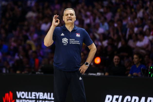 Serbia v Bulgaria - Women s Volleyball Nations League BELGRADE, SERBIA - JULY 8: Serbia head coach Zoran Terzic gives tactics during the 2026 FIVB Volleyball Women s Nations League match between the Serbia and Bulgaria in Belgrade, Serbia, on July 8, 2026. Filip Stevanovic Anadolu Belgrade Serbia. Editorial use only. Please get in touch for any other usage.  Copyright: x2026xAnadoluxFilipxStevanovicx
