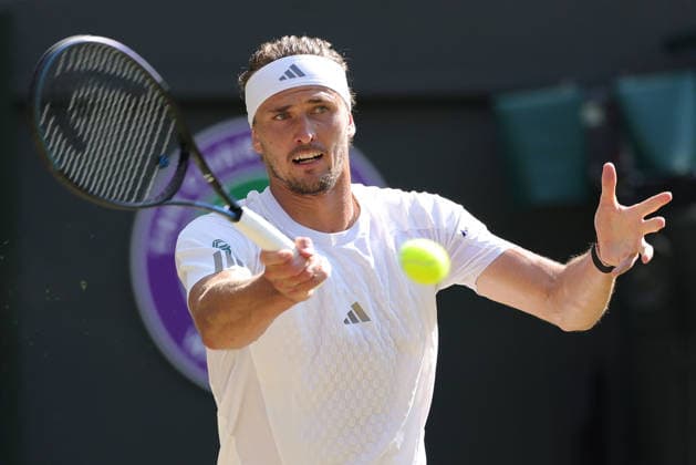Alexander Zverev, GER, during quarterfinals of 2026 All England Lawn Tennis Championships at Wimbledon, mens singles, London, 08 07 2026; - *** Alexander Zverev, GER, during the quarterfinals of the 2026 All England Lawn Tennis Championships at Wimbledon, men s singles, London, July 8, 2026 