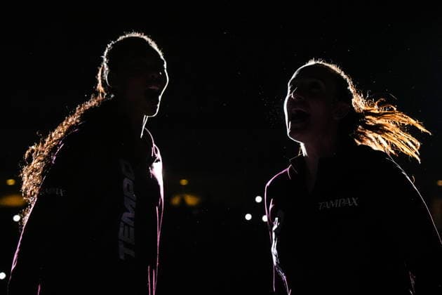 July 8, 2026, Toronto, On, CAN: Toronto Tempo guard Marina Mabrey (right) steps onto the court during a pre-game ceremony prior to first half WNBA, Basketball Damen, USA basketball action against the Golden State Valkyries in Toronto on Wednesday, July 8, 2026. Canada News - July 8, 2026  - ZUMAc35_ 20260708_zaf_c35_071 Copyright: xChrisxYoungx