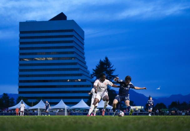 July 8, 2026, Burnaby, Bc, CANADA: Vancouver Whitecaps Nikola Djordjevic, right, and Cavalry FC s Levi Laing vie for the ball during the second half of a Canadian Championship quarterfinal soccer match, in Burnaby, B.C., on Wednesday, July 8, 2026. Canada News - July 8, 2026  - ZUMAc35_ 20260708_zaf_c35_090 Copyright: xDarrylxDyckx