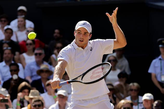 (260709) -- LONDON, July 9, 2026 -- Arthur Fery of Britain returns the ball during the men s singles quarterfinal match against Flavio Cobolli of Itlay at the Wimbledon Tennis Championships in London, Britain, on July 8, 2026. (Photo by Xinhua) (SP)BRITAIN-LONDON-TENNIS-WIMBLEDON-MEN S SINGLES DinendraxHaria 