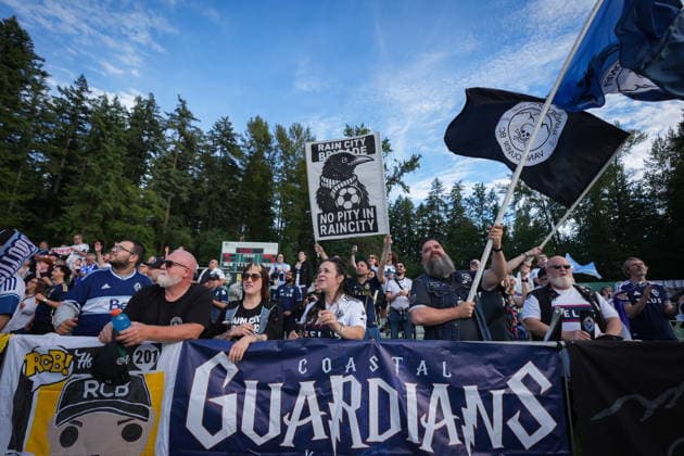 July 8, 2026, Burnaby, Bc, CANADA: Fans wave flags and hold signs before the Vancouver Whitecaps and Cavalry FC play a Canadian Championship quarterfinal soccer match, in Burnaby, B.C., on Wednesday, July 8, 2026. Canada News - July 8, 2026  - ZUMAc35_ 20260708_zaf_c35_100 Copyright: xDarrylxDyckx