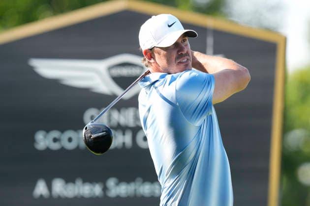 NORTH BERWICK, SCOTLAND - JULY 9: Brooks Koepka plays from the thirteenth tee during Round 1 of the Genesis Scottish Open at the Renaissance Club, North Berwick on July 9, 2026 in North Berwick, Scotland Genesis Scottish Open Round 1