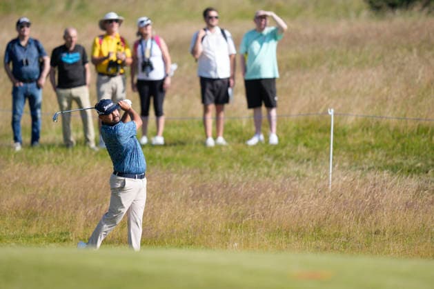 NORTH BERWICK, SCOTLAND - JULY 9: J.J. Spaun plays from the rough on the twelfth hole during Round 1 of the Genesis Scottish Open at the Renaissance Club, North Berwick on July 9, 2026 in North Berwick, Scotland Genesis Scottish Open Round 1