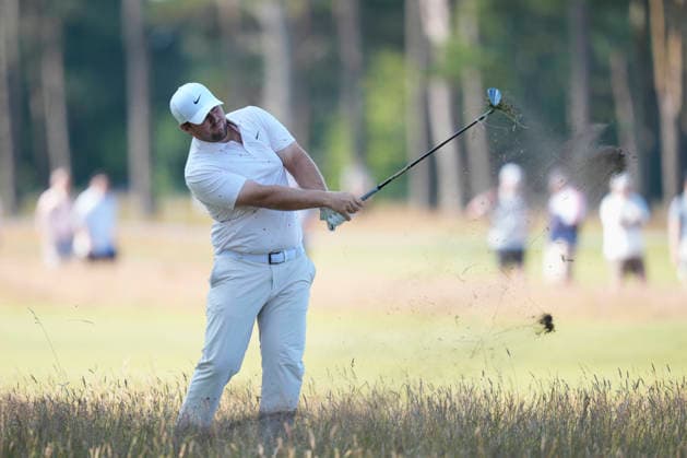 NORTH BERWICK, SCOTLAND - JULY 9: Chris Gotterup plays from the rough on the 13th hole during Round 1 of the Genesis Scottish Open at the Renaissance Club, North Berwick on July 9, 2026 in North Berwick, Scotland Genesis Scottish Open Round 1
