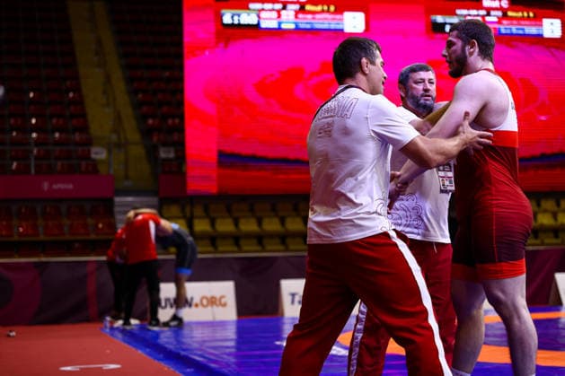 U20 European Championships 97kg GR - Saipula Gadzhimagomedov (RUS) df. Emir Omer Bozbag (TUR) *** U20 European Championships, 97 kg Greco-Roman: Saipula Gadzhimagomedov (RUS) defeated Emir Omer Bozbag (TUR) Copyright: xJakexKirkmanx xUnitedxWorldxWresx Jake Kirkman United World Wres