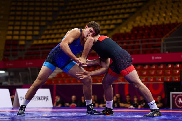 U20 European Championships 97kg GR - Yehor Yakushenko (UKR) df. Arman Mkrtchyan (GEO) *** U20 European Championships, 97 kg Greco-Roman: Yehor Yakushenko (UKR) defeated Arman Mkrtchyan (GEO) Copyright: xJakexKirkmanx xUnitedxWorldxWresx Jake Kirkman United World Wres