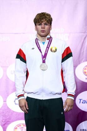 U20 European Championships Podium 82kg GR - Silver: Kiryl Valeuski (BLR) *** U20 European Championships Podium, 82 kg Greco-Roman, Silver: Kiryl Valeuski (BLR) Copyright: xJakexKirkmanx xUnitedxWorldxWresx Jake Kirkman United World Wres