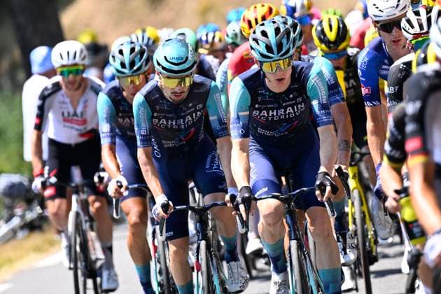 Tour de France 2026 Stage 6 GAVARNIE-CEDRE, FRANCE - JULY 09 : riders of team Bahrain - Victorious during stage 6 of the 113rd edition of Tour de France an UCI World Tour 2.UWT cycling road race stage for Men Elite of 186 km with start in Pau and finish in Gavarnie-Cedre on July 9, 2026 in Gavarnie-Cedre, France, 09 07 2026 ( Motordriver Kurt Vandenborre - Gavarnie-Cedre France  Copyright: xTomasxSiskx