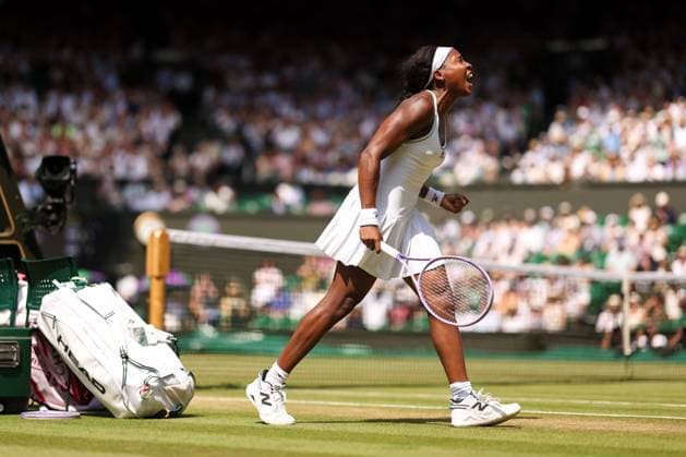 Coco Gauff celebrates during her semi-final match Wimbledon Tennis Championships, Day 11, The All England Lawn Tennis and Croquet Club, London, UK - 09 Jul 2026London The All England Lawn Tennis and United Kingdom  Copyright: xEllaxLing Shutterstockx 16981022i