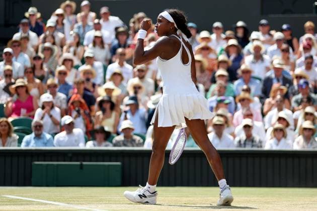 Coco Gauff celebrates during her semi final match Wimbledon Tennis Championships, Day 11, The All England Lawn Tennis and Croquet Club, London, UK - 09 Jul 2026London The All England Lawn Tennis and United Kingdom  Copyright: xKieranxMcManus Shutterstockx 16981024ah
