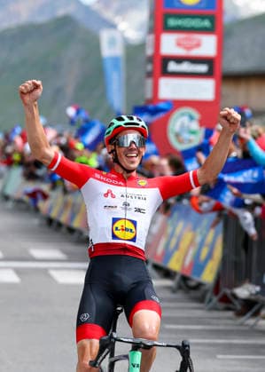 CYCLING - Oesterreich Rundfahrt 2026 HEILIGENBLUT,AUSTRIA,09.JUL.26 - CYCLING - Tour of Austria, stage 2, Bad Kleinkirchheim - Heiligenblut. Image shows the rejoicing of Gregor Muehlberger (AUT AUSTRIA).  GEPAxpictures xDavidxGeieregger