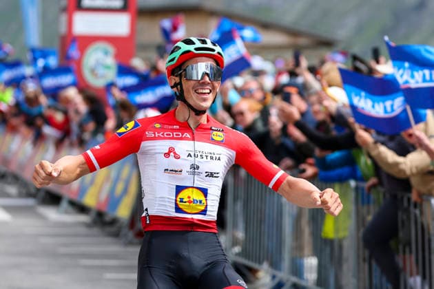 CYCLING - Oesterreich Rundfahrt 2026 HEILIGENBLUT,AUSTRIA,09.JUL.26 - CYCLING - Tour of Austria, stage 2, Bad Kleinkirchheim - Heiligenblut. Image shows the rejoicing of Gregor Muehlberger (AUT AUSTRIA).  GEPAxpictures xDavidxGeieregger