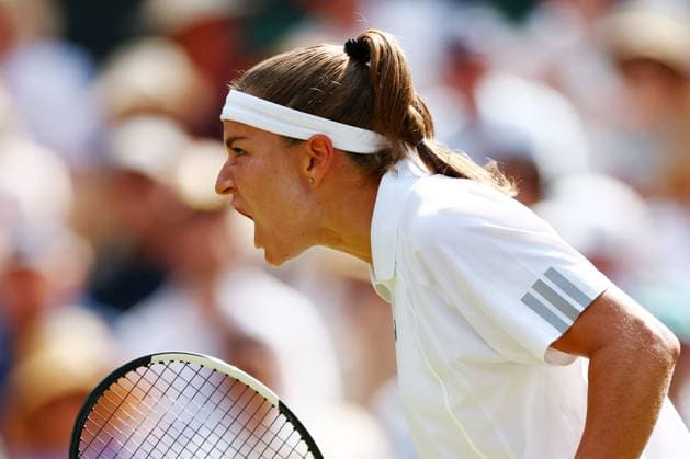 Karolina Muchova celebrates during her semi final match Wimbledon Tennis Championships, Day 11, The All England Lawn Tennis and Croquet Club, London, UK - 09 Jul 2026London The All England Lawn Tennis and United Kingdom  Copyright: xJamesxMarsh Shutterstockx 16981021az