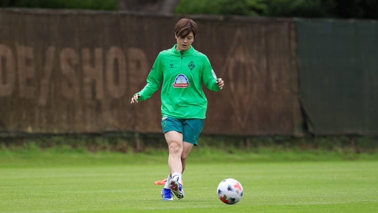 Mei Shimada (SV Werder Bremen) bei einer Trainingsübung, 09.07.2026, Bremen (Deutschland), Fussball, Google Pixel Frauen-Bundesliga, Trainingsauftakt SV Werder Bremen *** Mei Shimada of SV Werder Bremen during a training drill, July 9, 2026, Bremen, Germany, soccer, Google Pixel Women s Bundesliga, SV Werder Bremen s first training session of the season xobx