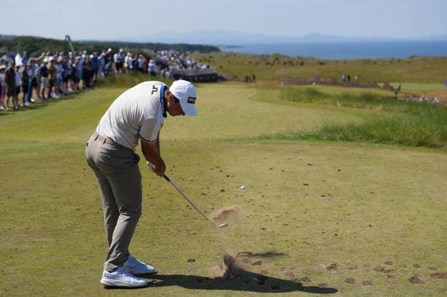 9th July 2026; The Renaissance Club, North Berwick, East Lothian, Scotland: Genesis Scottish Open Golf, Day One; Victor Hovland plays his tee shot on the 5th hole AlecxBrown