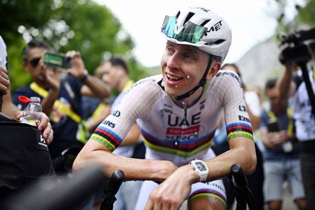 Slovenian Tadej Pogacar of UAE Team Emirates XRG celebrates after winning stage 6 of the 2026 Tour de France cycling race, a stage of 186 km from Pau to Gavarnie-Gedre, on Thursday 09 July 2026. The 113th edition of the Tour de France starts on Saturday 4 July in Barcelona, Spain, and will finish in Paris, France on the 26th of July. JASPERxJACOBS  x180788504x