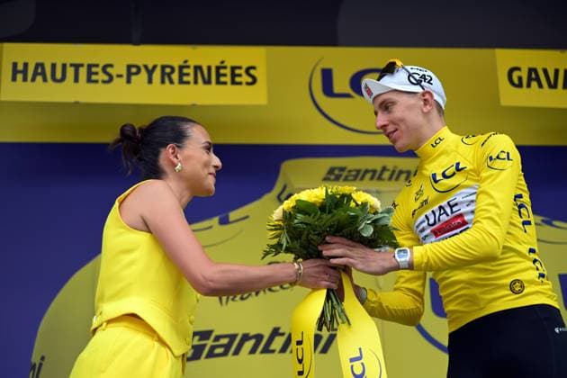 Slovenian Tadej Pogacar of UAE Team Emirates XRG celebrates in the yellow jersey of leader in the overall ranking after stage 6 of the 2026 Tour de France cycling race, a stage of 186 km from Pau to Gavarnie-Gedre, on Thursday 09 July 2026. The 113th edition of the Tour de France starts on Saturday 4 July in Barcelona, Spain, and will finish in Paris, France on the 26th of July. DAVIDxPINTENS  x180789789x