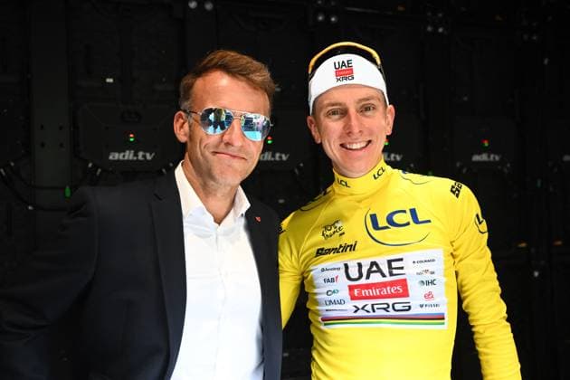 Cycling, Tour de France, President Emmanuel Macron attends Stage 6