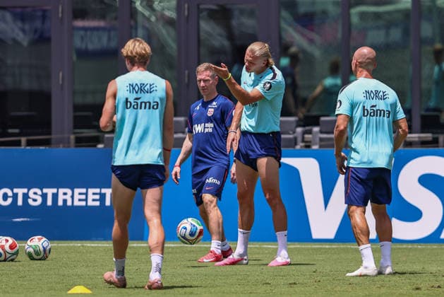 FT LAUDERDALE, FL - JULY 09: Erling Haaland 9 of Norway is seen attending a Norway team training session prior to a FIFA World Cup, WM, Weltmeisterschaft, Fussball 26 Quarter-Final game between Norway and England on July 8, 2026 at the Inter Miami CF Stadium, Fort Lauderdale, Florida.(Photo by Chris Arjoon) SOCCER: JUL 09 FIFA World Cup 26 - Norway Training EDITORIAL USE ONLY Icon26070900000041