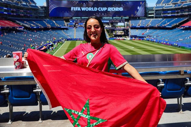 Moroccan fan poses before the FIFA World Cup, WM, Weltmeisterschaft, Fussball 2026 Quarter Final match between France and Morocco at the Boston Stadium, Foxborough, Massachusetts on 9 July 2026. Copyright: xPeterxDovganx 45240001