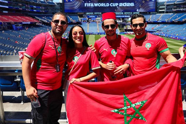 Moroccan fans poses before the FIFA World Cup, WM, Weltmeisterschaft, Fussball 2026 Quarter Final match between France and Morocco at the Boston Stadium, Foxborough, Massachusetts on 9 July 2026. Copyright: xPeterxDovganx 45240002
