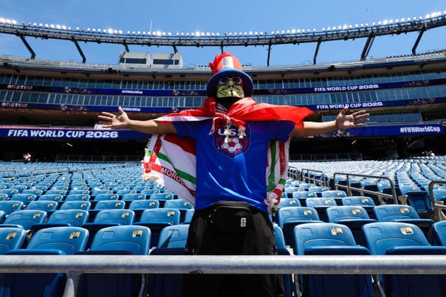 Fan poses before the FIFA World Cup, WM, Weltmeisterschaft, Fussball 2026 Quarter Final match between France and Morocco at the Boston Stadium, Foxborough, Massachusetts on 9 July 2026. Copyright: xPeterxDovganx 45240004