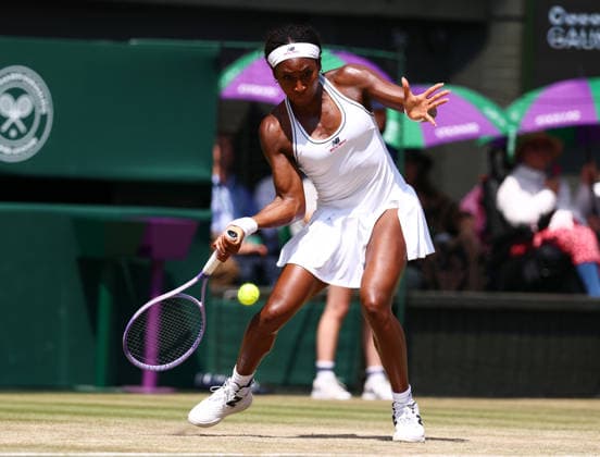 Wimbledon Championships 2026, Saturday Practice, AELTC Wimbledon, London, UK - 09 07 2026 Coco Gauff (USA) in action during her Semi Final match against Karolina Muchova (CZE) in the 2026 Wimbledon Championships at the AELTC London London AELTC Wimbledon London GBR, UK NEWSPAPERS OUT Copyright: xMarkxGreenwoodx