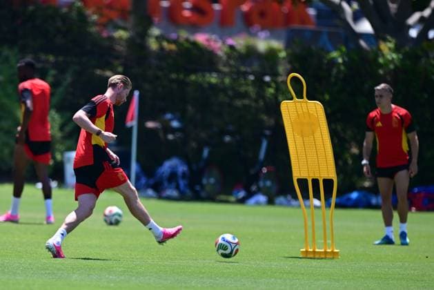 Belgium s Kevin De Bruyne pictured during a training session of Belgian national soccer team Red Devils, on Thursday 09 July 2026 in Carson, Los Angeles County, California, USA. The Rode Duivels - Diables Rouges qualified for the knockout stage of the 2026 FIFA World Cup, WM, Weltmeisterschaft, Fussball where they ll meet Spain in the round of 8 on July 10th. DIRKxWAEM  x180799081x