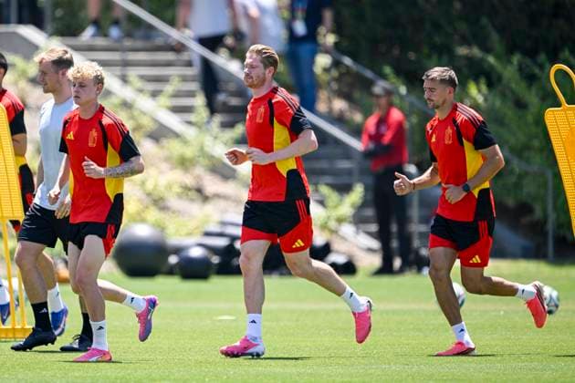 Belgian national football team - FIFA World Cup, WM, Weltmeisterschaft, Fussball 2026 - media activities 09 07 2026 LOS ANGELES, UNITED STATES OF AMERICA - JULY 09 : De Bruyne Kevin forward of Belgium pictured during a training session at the LA Galaxy stadium ahead of the FIFA World Cup 2026 quarter final match between Spain and Belgium on July 9, 2026 in Los Angeles, United States of America, 09 07 2026 Los Angeles United States of America  Copyright: xNicoxVereeckenx