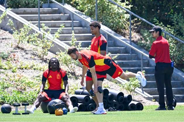 Belgian national football team - FIFA World Cup, WM, Weltmeisterschaft, Fussball 2026 - media activities 09 07 2026 LOS ANGELES, UNITED STATES OF AMERICA - JULY 09 : Mechele Brandon defender of Belgium pictured during a training session at the LA Galaxy stadium ahead of the FIFA World Cup 2026 quarter final match between Spain and Belgium on July 9, 2026 in Los Angeles, United States of America, 09 07 2026 Los Angeles United States of America  Copyright: xNicoxVereeckenx