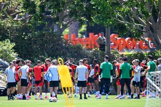 Belgian national football team - FIFA World Cup, WM, Weltmeisterschaft, Fussball 2026 - media activities 09 07 2026 LOS ANGELES, UNITED STATES OF AMERICA - JULY 09 : Red Devils Squad pictured during a training session at the LA Galaxy stadium ahead of the FIFA World Cup 2026 quarter final match between Spain and Belgium on July 9, 2026 in Los Angeles, United States of America, 09 07 2026 Los Angeles United States of America  Copyright: xNicoxVereeckenx