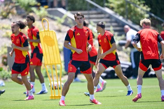 Belgian national football team - FIFA World Cup, WM, Weltmeisterschaft, Fussball 2026 - media activities 09 07 2026 LOS ANGELES, UNITED STATES OF AMERICA - JULY 09 : De Ketelaere Charles midfielder of Belgium pictured during a training session at the LA Galaxy stadium ahead of the FIFA World Cup 2026 quarter final match between Spain and Belgium on July 9, 2026 in Los Angeles, United States of America, 09 07 2026 Los Angeles United States of America  Copyright: xNicoxVereeckenx