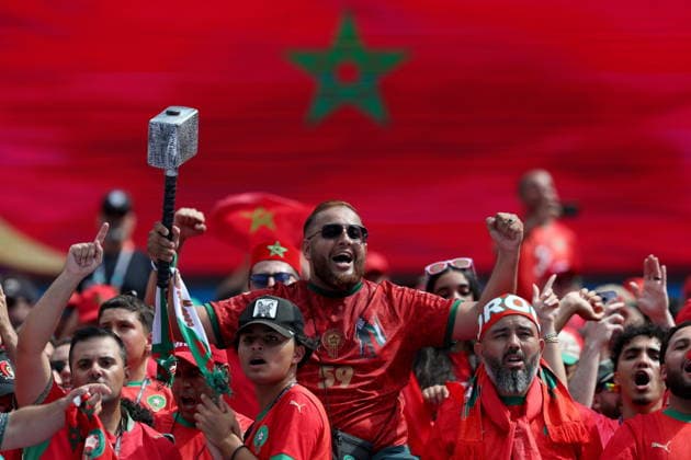 FIFA World Cup, WM, Weltmeisterschaft, Fussball 2026 quarterfinals - France vs Morocco Supporters of Morocco cheer ahead of the FIFA World Cup 2026 quarterfinals match France against Morocco, in Boston, Massachusetts, USA, 09 July 2026. BOSTON United States  Copyright: xSARAHxYENESELx