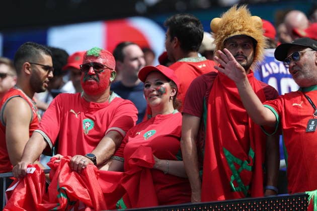FIFA World Cup, WM, Weltmeisterschaft, Fussball 2026 quarterfinals - France vs Morocco Supporters of Morocco cheer ahead of the FIFA World Cup 2026 quarterfinals match France against Morocco, in Boston, Massachusetts, USA, 09 July 2026. BOSTON United States  Copyright: xSARAHxYENESELx