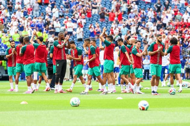 RECORD DATE NOT STATED FIFA World Cup, WM, Weltmeisterschaft, Fussball 2026 - Quarterfinals - France v Morocco Morocco players during the warm-up before the FIFA World Cup quarterfinal match between France and Morocco, at Boston Stadium, in Foxborough, United States, on Thursday, July 09, 2026.(Foto: William Volcov Brazil Photo Press IMAGO) Sports Foxborough MA United States Copyright: xWILLIAMxVOLCOVx