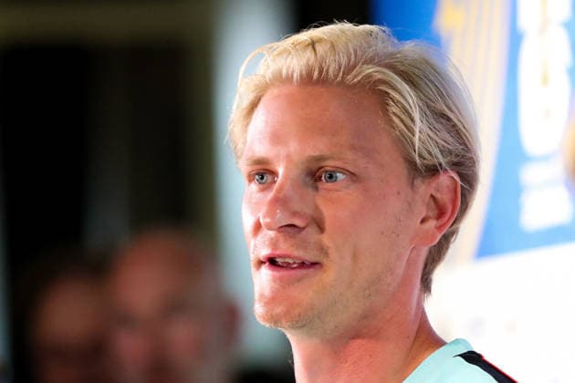 July 9, 2026, Fort Lauderdale, Florida, USA: Morten Thorsby 2 of Norway talks to the media before a Norway soccer team training session prior to a World Cup 26 Quarter-Final match between Norway and England. Fort Lauderdale USA - ZUMAa257 20260709_zsp_a257_003 Copyright: xChrisxArjoonx