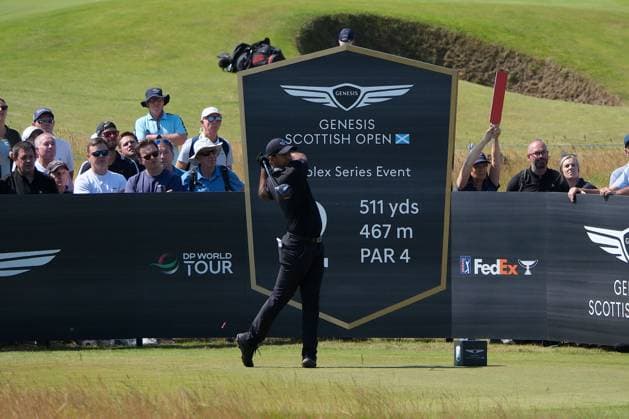 UK: The Genesis Scottish Open at The Renaissance Club, North Berwick, Scotland on 09 July 2026: Pictured: Aaron Rai (England) on the 2nd tee during the first round of the Genesis Scottish Open Championship 2026 North Berwick The Renaissance Club Scotland Scotland Copyright: xAlexxToddx