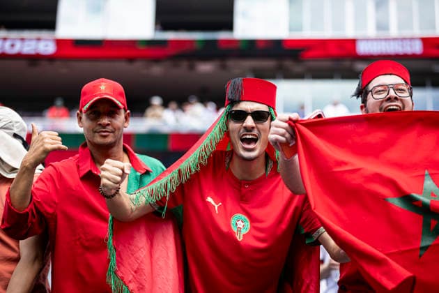 FOOTBALL : France vs Maroc Coupe du Monde de la FIFA 2026. Boston Stadium (Gillette Stadium), Foxborough, Massachusetts, Etats-Unis. 09 07 2026. Ambiance avec les supporters de l Ã quipe de Maroc  Copyright: xelyxandroxcegarrax