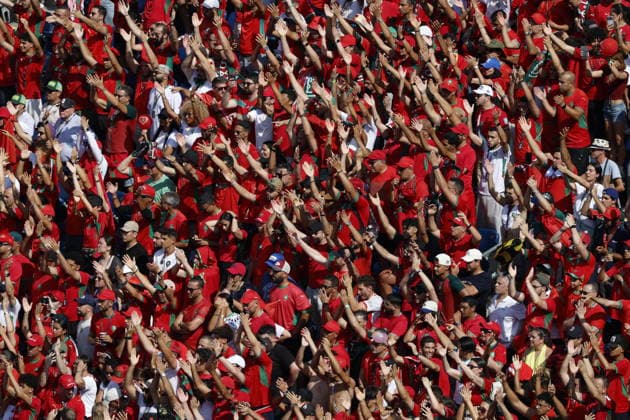 FIFA World Cup, WM, Weltmeisterschaft, Fussball 2026 quarterfinals - France vs Morocco Supporters ogf Morocco cheer during the FIFA World Cup 2026 quarterfinals match France against Morocco, in Boston, USA, 09 July 2026. BOSTON United States  Copyright: xGREGxM.xCOOPERx