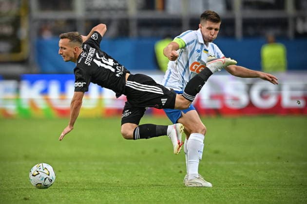 LUBLIN 09.07.2026 MECZ I RUNDA ELIMINACYJNA LIGA EUROPY SEZON 2026 2027: DYNAMO KIJOW - UNIVERSITATEA KLUZ --- UEFA EUROPA LEAGUE FIRST QUALIFYING ROUND FIRST MATCH: DYNAMO KYIV - UNIVERSITATEA CLUJ nz Oleksandr Pikhalonok, Marius Stefanescu FOT. PRZEMEK GABKA 400MM.PL NEWSPIX.PL --- newspix.pl POLAND OUT! 