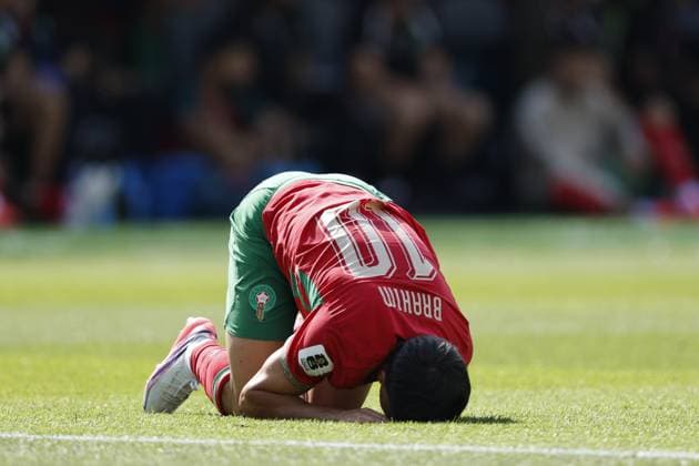 FOXBOROUGH - Brahim Diaz of Morocco during the 2026 FIFA World Cup, WM, Weltmeisterschaft, Fussball quarter-final match between France and Morocco at Boston Stadium on July 9, 2026, in Foxborough, Massachusetts, United States. MAURICE VAN STEEN ANP FIFA World Cup 2026 - quarter final 2026 xVIxANPxSportx xMauricexvanxSteenxIVx 563227343 originalFilename: 563227343.jpg