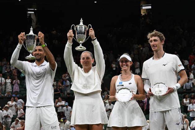 Tennis - Wimbledon 2026 - ITF - The Championships - 09 07 2026 - Tennis - Wimbledon 2026 - ITF - The Championships - 09 07 2026 - double mixte finale Ostapenko Arevalo contre Hunter Marc Polmans - Australie London  Copyright: xChryslenexCaillaud Psnewzx