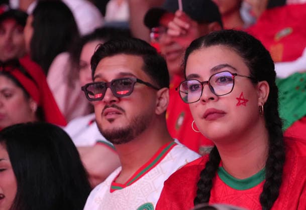 Moroccan supporters watch France v Morocco quarterfinal in Rabat RABAT, MOROCCO - JULY 09: Thousands of Moroccan supporters watch the 2026 FIFA World Cup, WM, Weltmeisterschaft, Fussball quarterfinal match between Morocco and France on a giant screen at Moulay El Hassan Stadium and cheer for their national team, Nationalteam in Rabat, Morocco, on July 9, 2026. Said Echarif Anadolu Rabat Morocco. Editorial use only. Please get in touch for any other usage.  Copyright: x2026xAnadoluxSaidxEcharifx