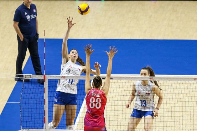 Serbia v France - Women s Volleyball Nations League BELGRADE, SERBIA - JULY 9: Amelia Maria Rotar (88) of France in action during the 2026 FIVB Volleyball Women s Nations League match between the Serbia and France in Belgrade, Serbia, on July 9, 2026. Filip Stevanovic Anadolu Belgrade Serbia. Editorial use only. Please get in touch for any other usage.  Copyright: x2026xAnadoluxFilipxStevanovicx