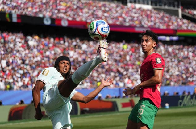 Jules Kounde (France) during France and Morocco, Quarter final FIFA World Cup, WM, Weltmeisterschaft, Fussball 2026, Boston Stadium, Boston, USA on July 9, 2026. Thor Wegner DeFodi Images. (Photo by DeFodi Images) - *** Jules Koundé of France during the quarterfinal match between France and Morocco at the 2026 FIFA World Cup, Boston Stadium, Boston, USA, on July 9, 2026. Photo by DeFodi Images, Thor Wegner